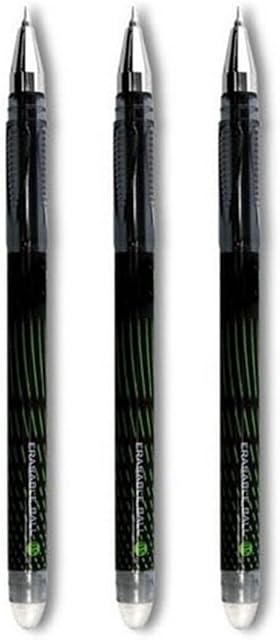 3 Erasable Rollerball Pens 0.5mm Black Ink