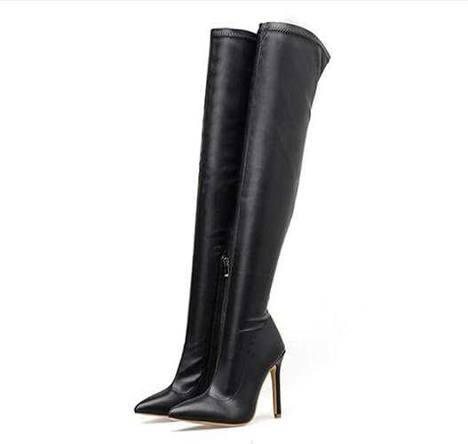 Black pointed toe knee high boots Clearance