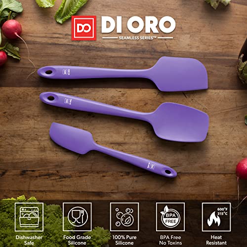 Di Oro Silicone Spatula Set - Rubber Kitchen Spatulas For Baking, Cooking, & Mixing - 600°F Heat-Resistant & Bpa Free Silicone Scraper Spatulas For Nonstick Cookware - Dishwasher Safe (3Pc, Lavender) #TOP2