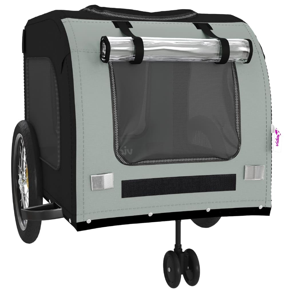 Homgoday Remolque de bicicleta para mascotas, tela Oxford naranja y gris y hierro