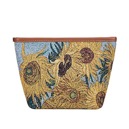 Signare Tapestry cosmetic bag makeup bag for Women Vincent Van Gogh Sunflower (MAKEUP-ART-VG-SUNF)