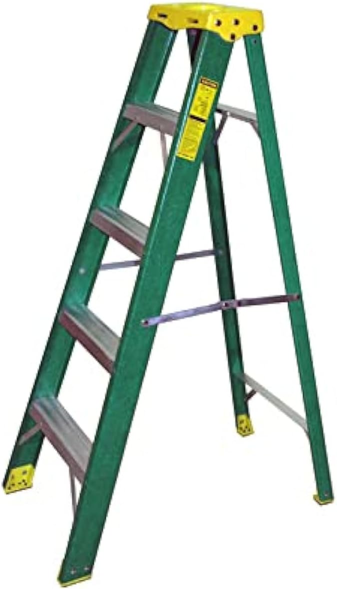 Fibreglass Single Sided Ladder-Plastic Top: Step 5, 1.4m