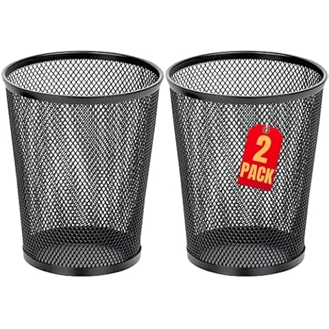 1InTheHome Big Tall Pencil Cup, Black Wire Mesh ''2 Pack'' (Black Jumbo) Cover