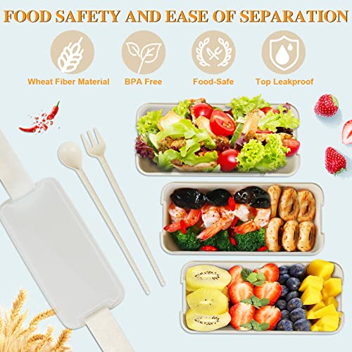 Kubya Bento Lunch Box Set,Stackable Lunch Container Leak-Proof 3-In-1 Compartment With Ice Packs, Reusable Lunch Bag, Food Bags, Sauce Cups, Lunch Box Microwave Freezer Safe（Black） #TOP1