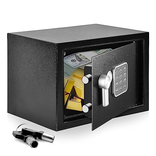 Safe and Lock Box - Safe Box, Safes And Lock Boxes, Money Box, Safety Boxes for Home, Digital Safe Box, Steel Alloy Drop Safe, Includes Keys- SereneLife SLSFE14