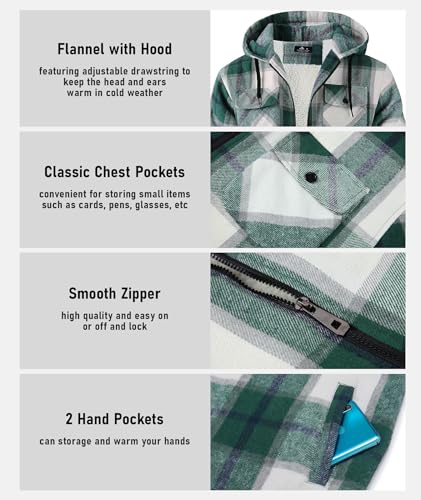 Image of GEEK LIGHTING Men's Flannel Shirts Jacket Sherpa Lined Fleece Plaid Hoodie Long Sleeve Winter Warm Coat