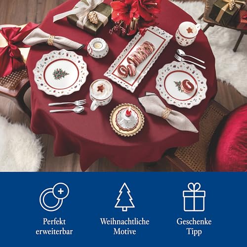 Villeroy & Boch – Toy's Delight Teller Set 8 Teilig, Speiseteller und Frühstücksteller, Geschirr Weihnachten Set, Essteller, Weihnachtsgeschirr, Weihnachtsteller Set 4 Personen Toys, Porzellan