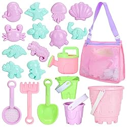 Tagitary Beach Sand Toys Set Beach Toys for Kids 3-10 Kid Sand Toy with Beach Bucket Watering Can Shovel Rake Sand Molds…