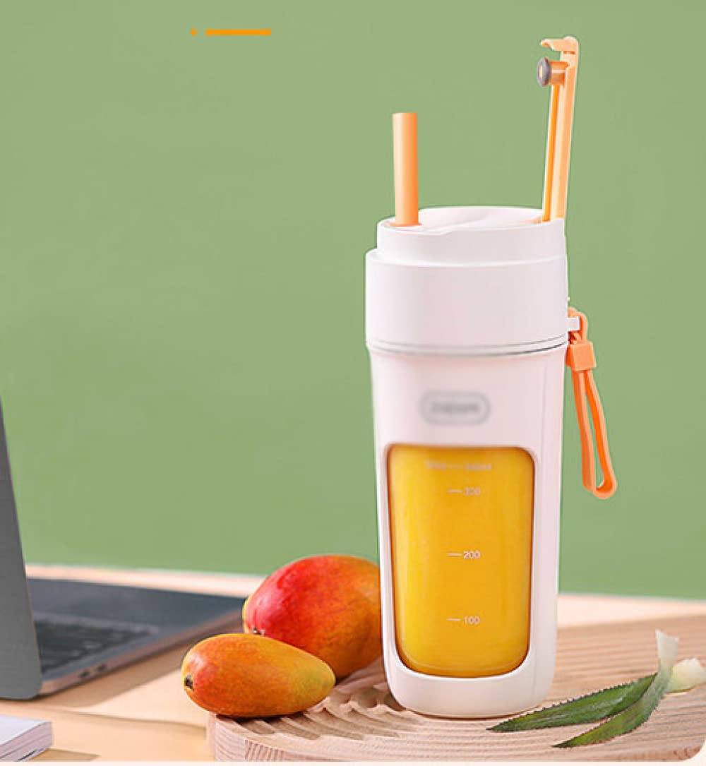Spremiagrumi Portatile, Frullatore Portatile a 8 Lame, Attrezzatura da Campeggio Bicchiere per Frullatore Multifunzione Domestico, Mini Frullatore per Frappè e Frullati, Bianco