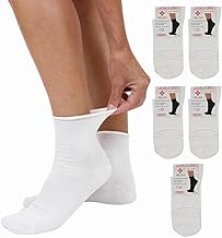 Women's Warm Sanitary Socks Cotton 5/6 Pairs, Socks Without Elastic for Diabetics, 100% Made in Italy