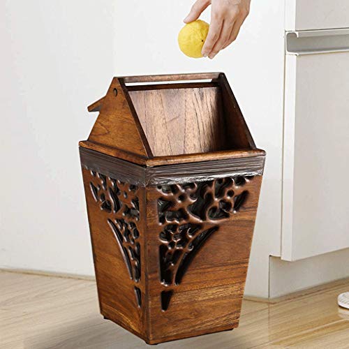 Caneca de basura cuadrada de madera antigua 3.2 galones miniatura 7