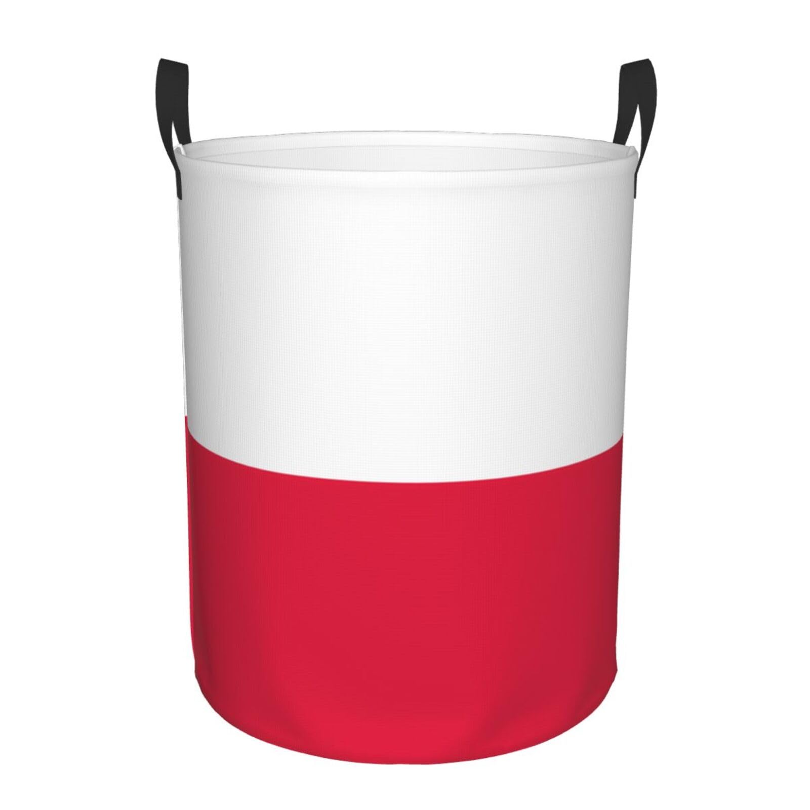 S Circular Hamper – Collapsible Polish flag Print Laundry Basket