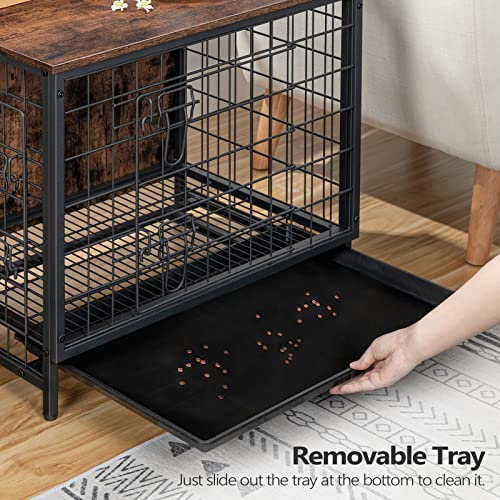 Alloswell Dog Crate Furniture, 25.2" Dog Crate Table, Pet Kennels With Double Doors, Decorative Dog Kennel With Removable Tray, Wooden Dog Cage For Small/Medium/Large Dogs, Rustic Brown Dchr0101 #TOP2
