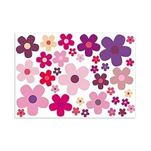 Younikat Set d’autocollants motifs fleurs de couleur mauve, Art. kfz_242 rose, rose vif pour voiture, mobylette, scooter, ordinateur portable, cuisine, salle de bains, etc.