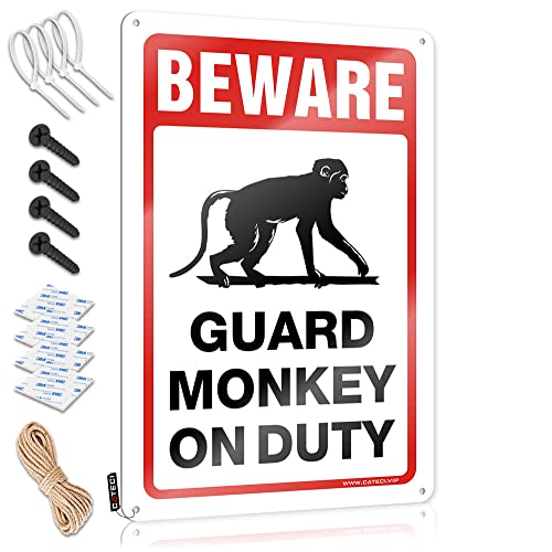 COTECI Decor For Man Cave Beware! Guard Monkey On Duty ^TC}TC(TCY:30X40CM)