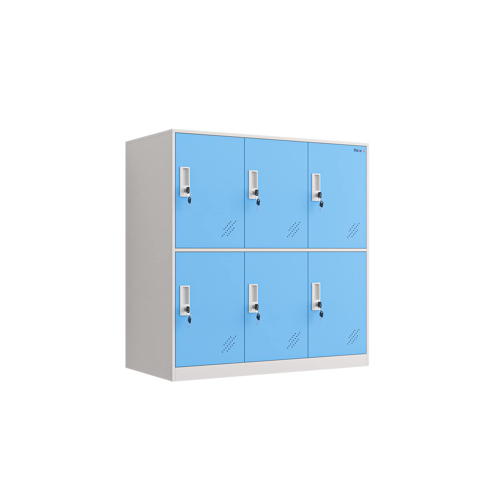 Armadietto in metallo a 9 ante, per salotto e scuola, per la casa, per ragazzi, stanza da letto e ufficio, con serratura, per vestiti, colore bianco, metallo, Blue, 6D