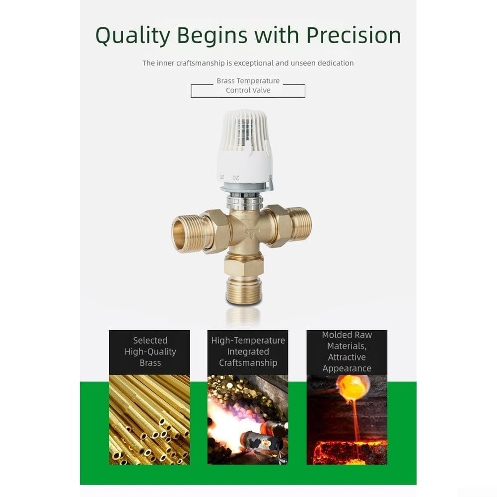 Hydraulisch angetriebenes Dreiwege-Thermostatventil mit externem Temperatursensor-T-Stück für optimale Wasserdurchfluss- und Temperaturregelung in Heizsystemen