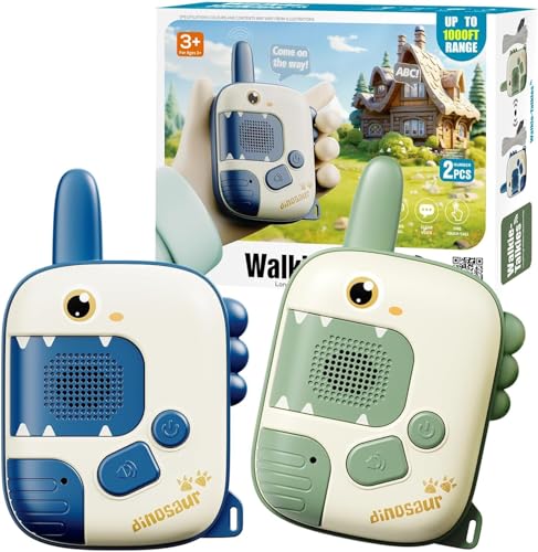 SHAHNARO Kids Walkie Talkies Toys for Boys Dinosaur Walkie Talkie 2 Pack Long Range Walkie Talkies for Kids Outdoor Camping Toys & Games Birthday Gifts for 3 4 5 6 7 8 9 10 Year Old Boys & Girls