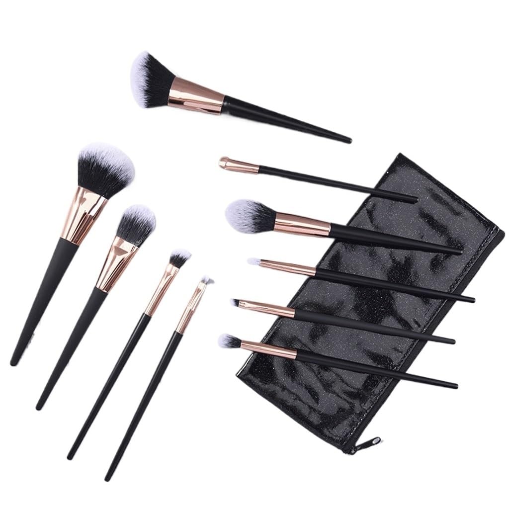 10 pezzi di set pennelli for trucco portatili neri, for fard in polvere, for ombretti