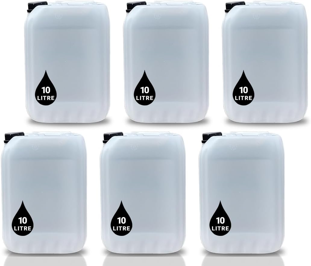 PowerChem 10L JERRY CAN - UN Approved Stackable Bottle Container + 51mm Tamper Evident Cap | Perfect for Storage of Water Liquid NATURAL