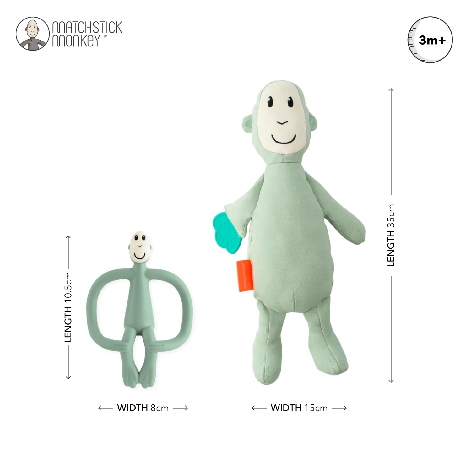 Matchstick Monkey Plush Toy Sensory Teething Teddy Gift Set, Soft Cotton, Filled with Sensory Beads, Antimicrobial Protection - Image 2