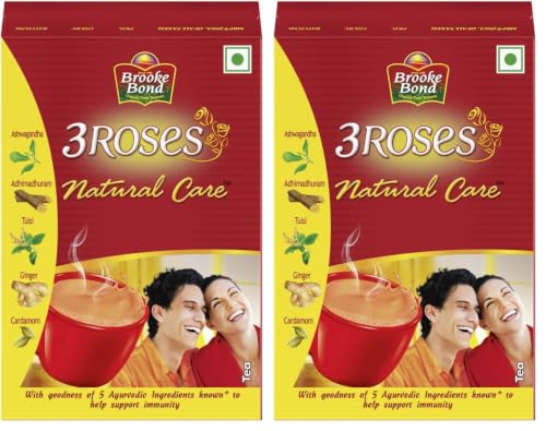 Image of Brooke Bond 3 Roses Natural Care Tea, With 5 Ayurvedic Ingredients, 250 G (Pack of 2)