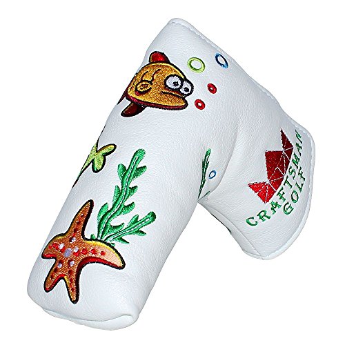 Craftsman Golf Oceam World Fish Crab Seaweed White Blade Putter Cover Headcover Magnetic