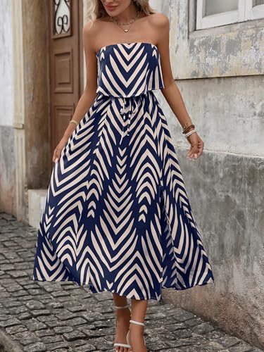 Image of Women's Ruffle Floral Maxi Summer Casual Dress Off Shoulder Wedding Guest Slit Hem Beach Prom Dresses