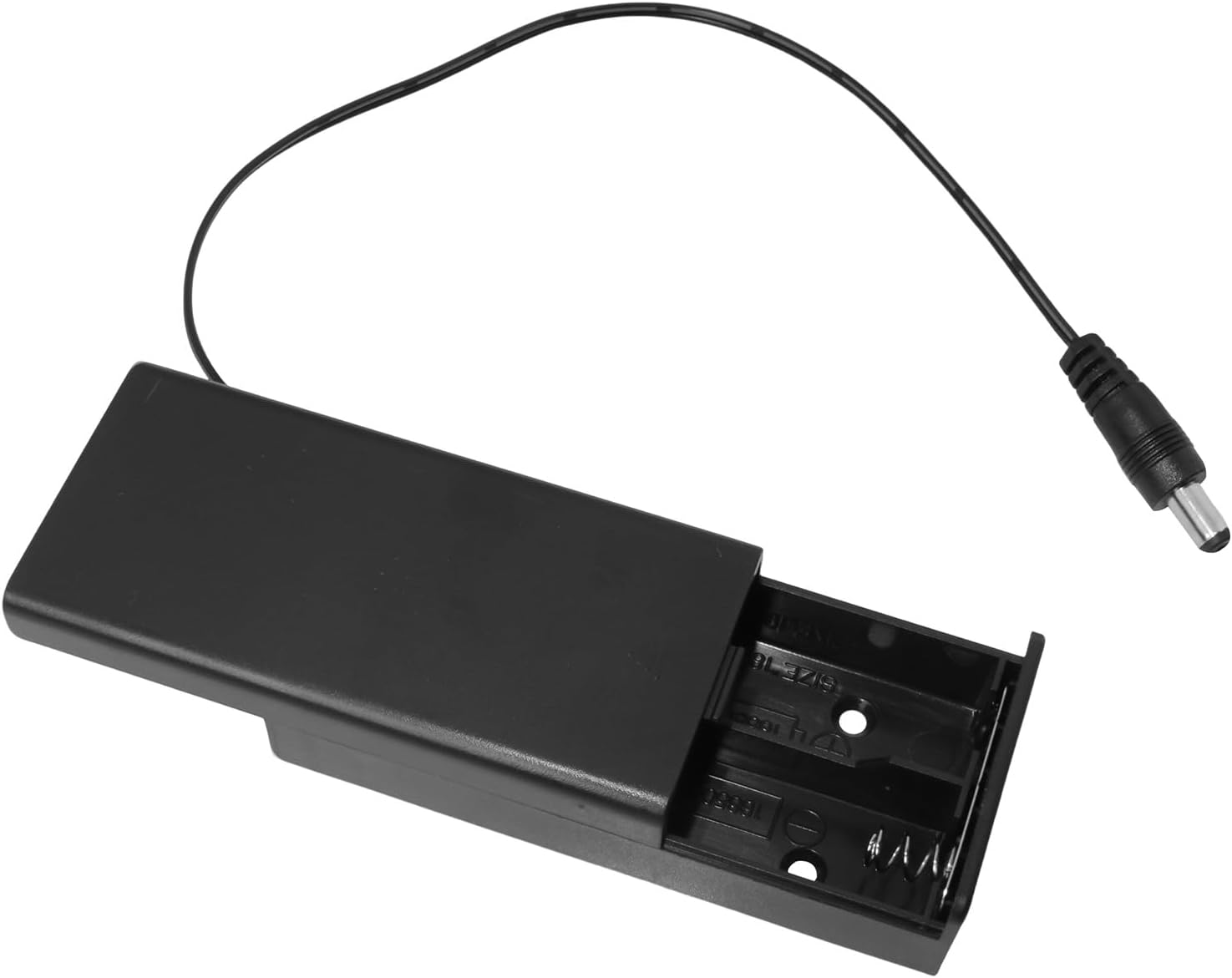 2PCS 2 Slot 18650 Battery Holder Series Connected with 5.5x2.1mm DC Connector and On Off Switch Battery Case with Cover for DIY Project Power Supply Electronic Device Powering Black