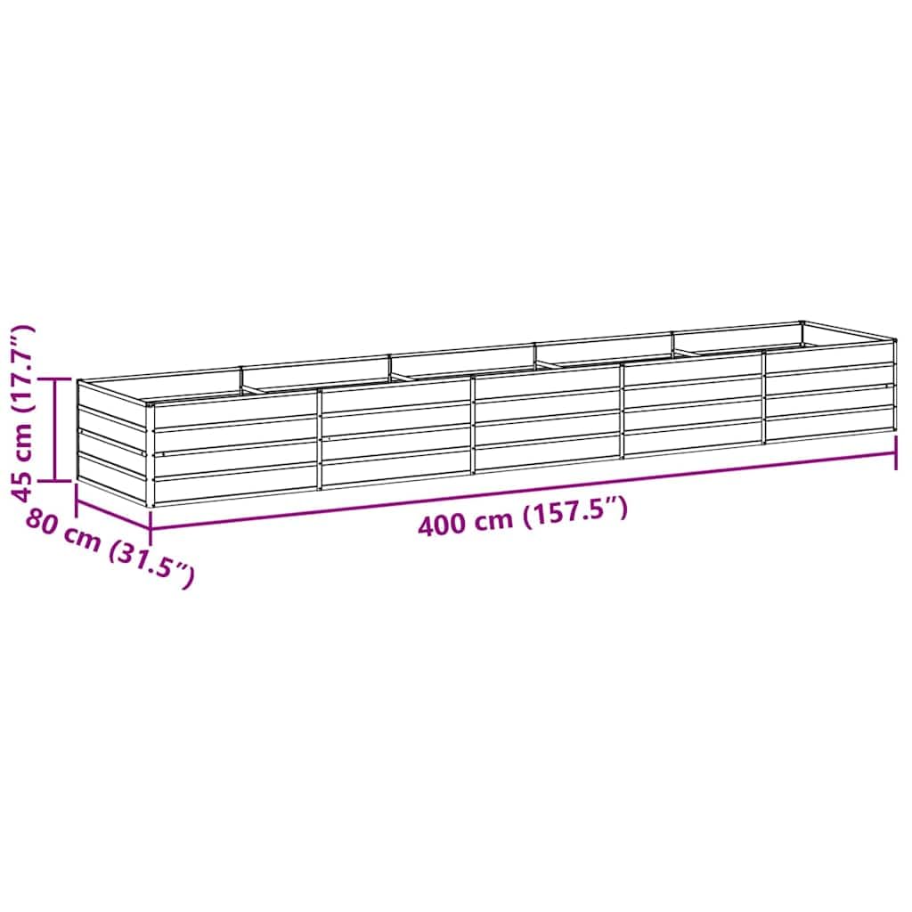 vidaXL Arriate Elevado Marrón Claro 400 x 80 x 45 cm Acero Galvanizado, Jardín y Terraza, Maceta de Metal Resistente, Huerto Elevado, Caja de Flores Exterior, Contenedor de Plantas para Hierbas
