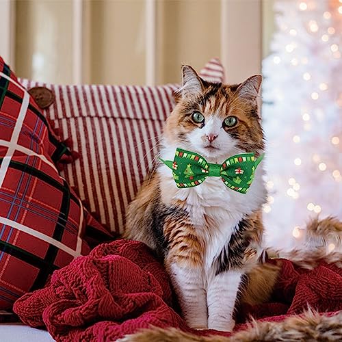 Bekecidi 6 Stück Weihnachts-Hundehalsband, Katzen- und Hunde-Fliege, Verstellbares Halsband Mit Schleife, Fellpflege-Accessoire, Weihnachtskostüm für Kleine Hunde, Katzen, Welpen