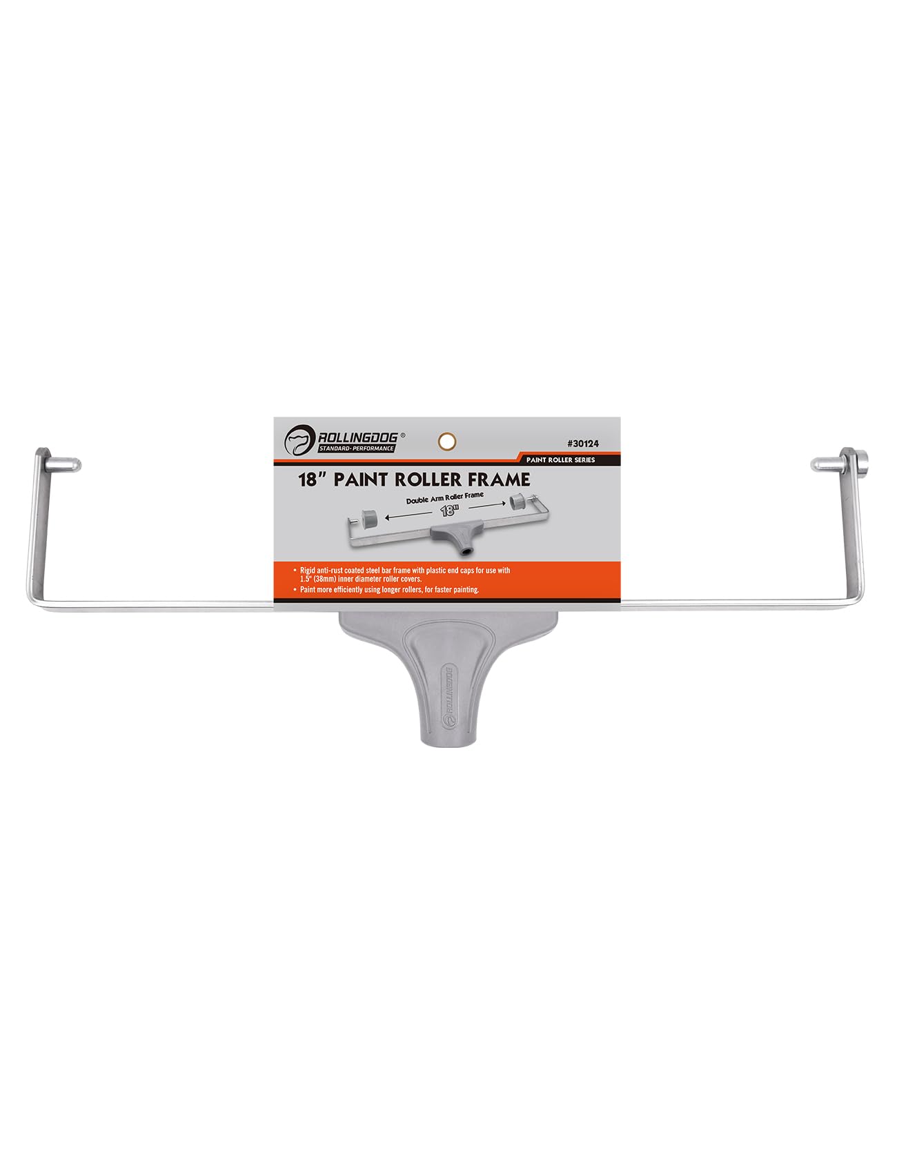 ROLLINGDOG Cadre de rouleau de peinture de 45,7 cm – Comprend des capuchons en plastique pour une utilisation avec des manchons de rouleau de 3,8 cm de diamètre intérieur
