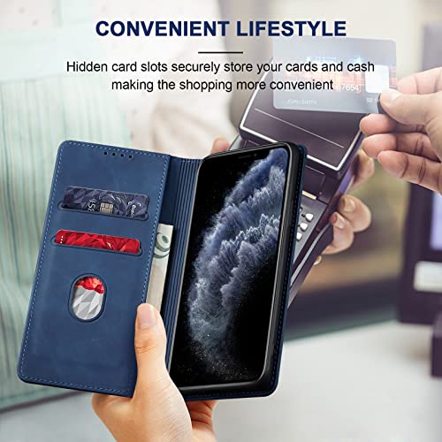 Image of Jasonyu Flip Wallet Case for iPhone 11 Pro Max,Blue