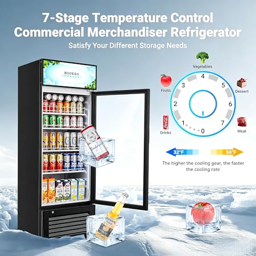 Image of BODEGACOOLER Commercial Beverage Refrigerator and Cooler, 10.0 Cu.Ft Commercial Merchandiser Refrigerator with Soft LED Light, Commercial Fridge, Display Refrigerator with 240 cans & 120 bottles.