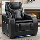 ANJ Dual Motor Power Recliner with Adjustable Headrest, Home Theater Seating with USB&Type-C Charging Ports, LED Light Strips, Cup Holders & Arm Storage, Electric Reclining Chairs for Living Room