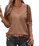 VIOPY Blusas Manga Larga de Mujer de Moda Blusa Cuello V Mujeres Basicos Camiseta Casual Playera Elegantes Dama Tops...
