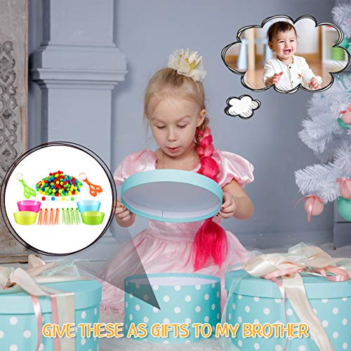 138 Pieces Fine Motor Skills Toys for Early Education and Sorting Counting Training Development, For Ages over 3 Including 8 Sorting Bowls 2 Scissors Clip 8 Tweezers and 120 Colorful Plush Balls - Image 6