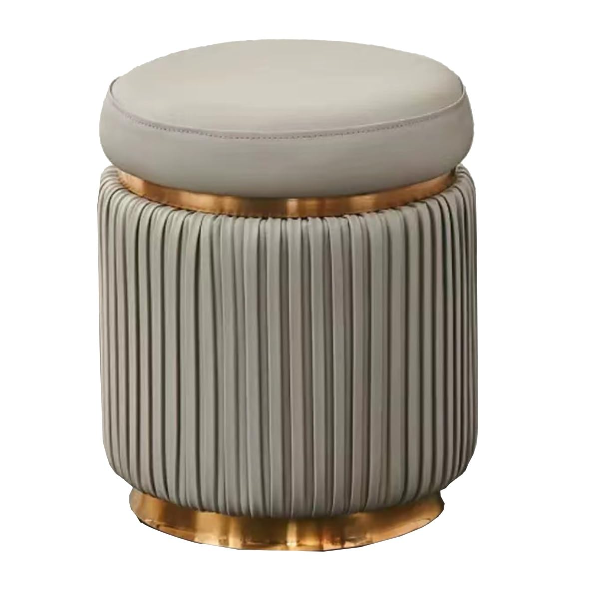 Repose-Pieds en Cuir PU Gris : Tabouret Pouf Rond et Moderne pour Salon