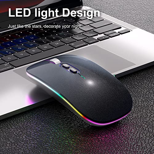 Image of OKIMO 【Upgrade】LED Wireless Mouse, Slim Silent Mouse 2.4G Portable Mobile Optical Office with USB & Type-c Receiver, 3 Adjustable DPI Levels for Notebook, PC, Laptop, Computer, MacBook (Galaxy Black)