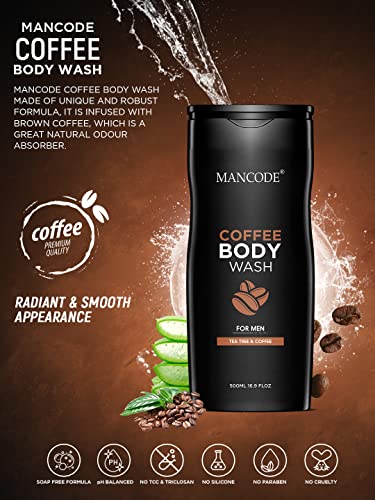 Image of MAN CODE Body Wash For Men Refreshing & Detoxifying Treats Oily Skin Body Wash Gel For Men Size One Bottle - 450Ml (Shea Butter Coffee 3 In1 Hydro Body Wash Gel, Pack Of 3)