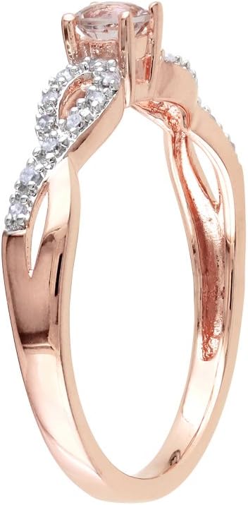 1/5 Carat (ctw) Morganite Ring with Diamonds in Rose Plated Sterling Silver