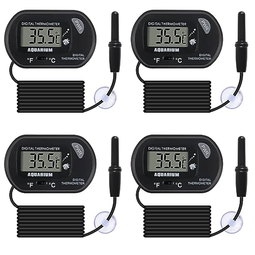 DWEII 4Pack Aquarium Thermometer, Reptile Fish Tank Thermometer, Digital Thermometer, Terrarium...