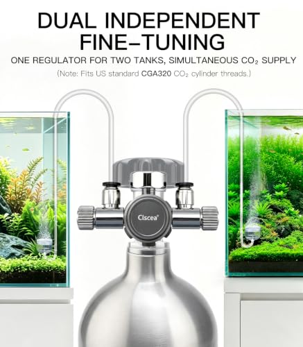Image of Dual Outlets Aquarium CO2 Regulator for CGA320 Tank, R200-2 | Dual Needle Valves, CO2 Control