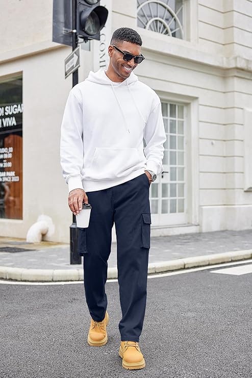 Image of CB-COLEBROOK Men Mid Rise Cargo || Cargo Pants Cotton || Relaxed Fit Elastic Waist || Loose Fit || Casual Pants || Cargos Pant with 7 Pockets (Cargo-48-54)