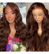 13x6 Chocolate Brown Lace Front Wig Human Hair HD Transparent Body Wave Lace Front Wigs Human Hai...
