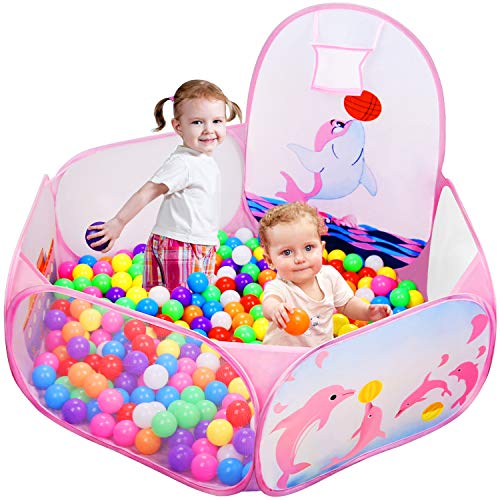 Likorlove Kid Ball Pit with Basketball Hoop 4ft/120cm, 1-6 Years Child Toddler Ball