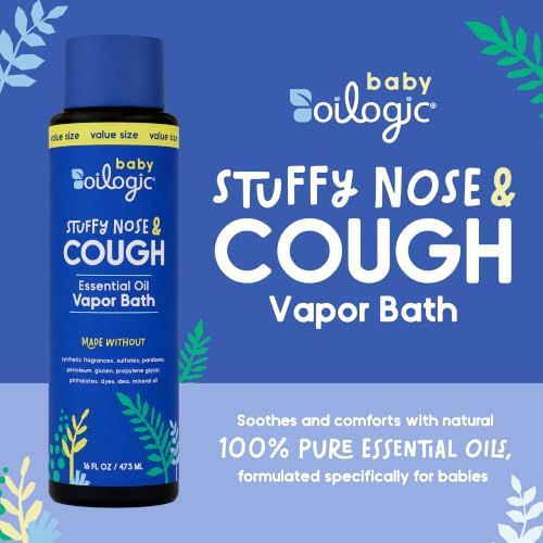 Image of Oilogic Baby Stuffy Nose & Cough Soothing Vapor Bath for Babies & Toddlers | Gentle Cold Care & Congestion Care for Infants - Vapor Bath with Essential Oil Blends Soothes & Comforts - Baby Care Products