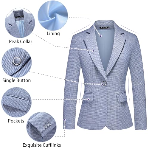 Women's Business Skirt Suit 2 Piece Set Plaid Houndstooth Blazer Pencil Skirt for Women3