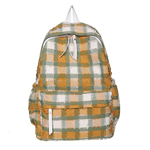 QIANJINGCQ Mochila escolar pequeña y fresca para estudiantes con tela escocesa, escuela primaria simple, escuela secundaria, escuela secundaria, mochila de gran capacidad, campus para mujeres Cover