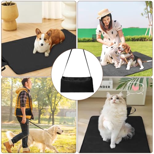 Adiwo Faltbare wasserdichte Haustier Decke, 100 x 70cm Camping Decke Hund Katze Mat Wärmende Hundedecke mit Tasche Hundebett Hundematte Hundedecken für Outdoor Innen Reisedecke für Haustier(Schwarz)